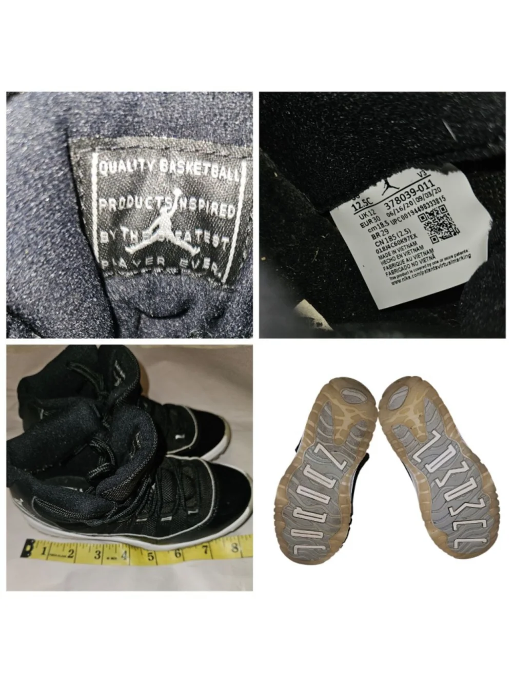 Nike Air Jordan 11 Retro Jubilee 25th Anniversary Shoes 378039-011 Size 12.5C